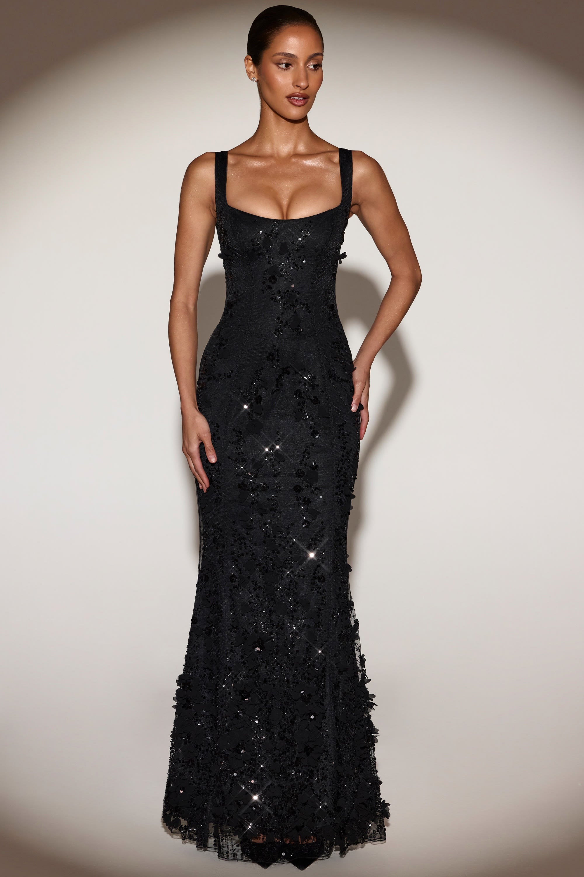 Black Sequin Gown