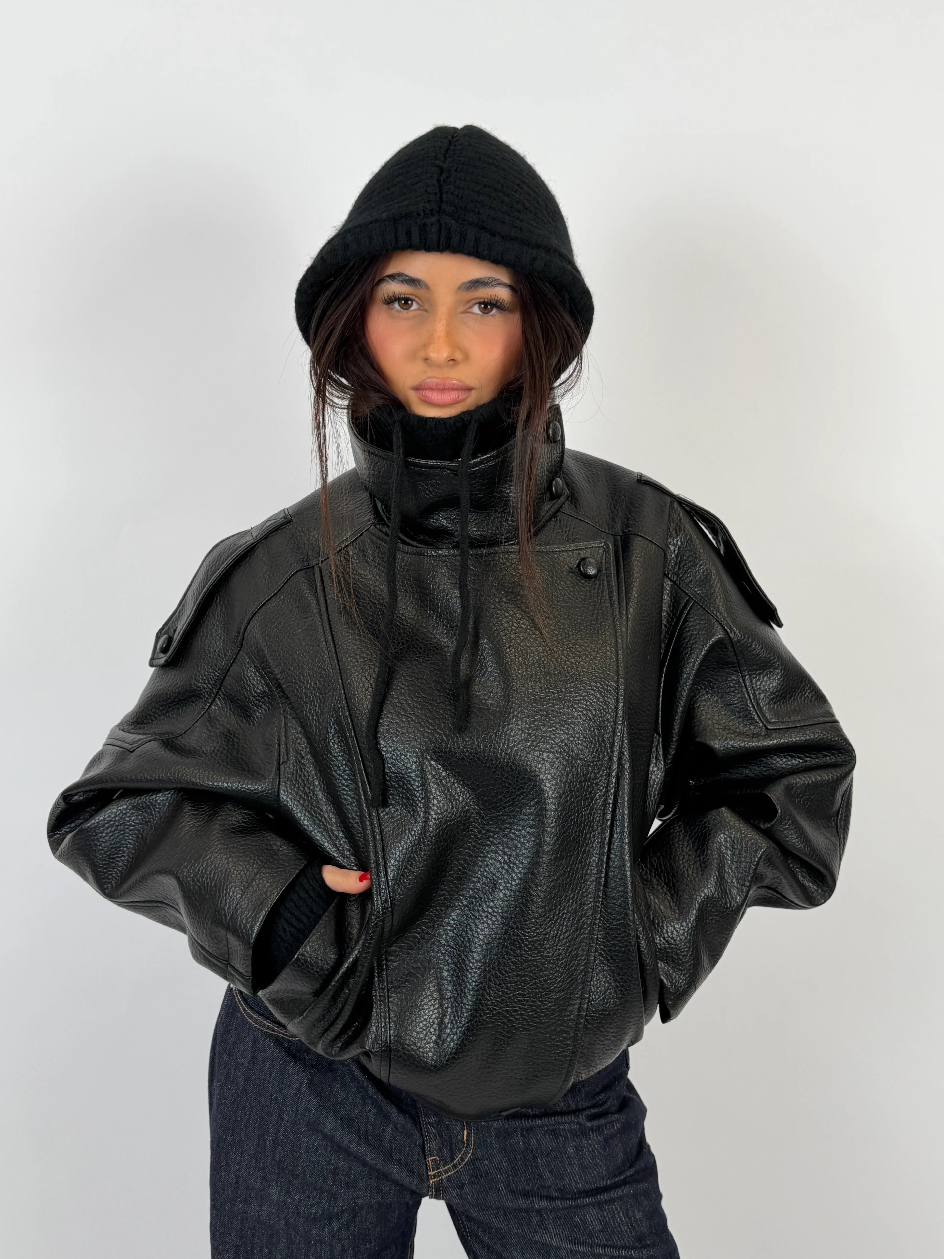 Glossy Black Puffer Jacket