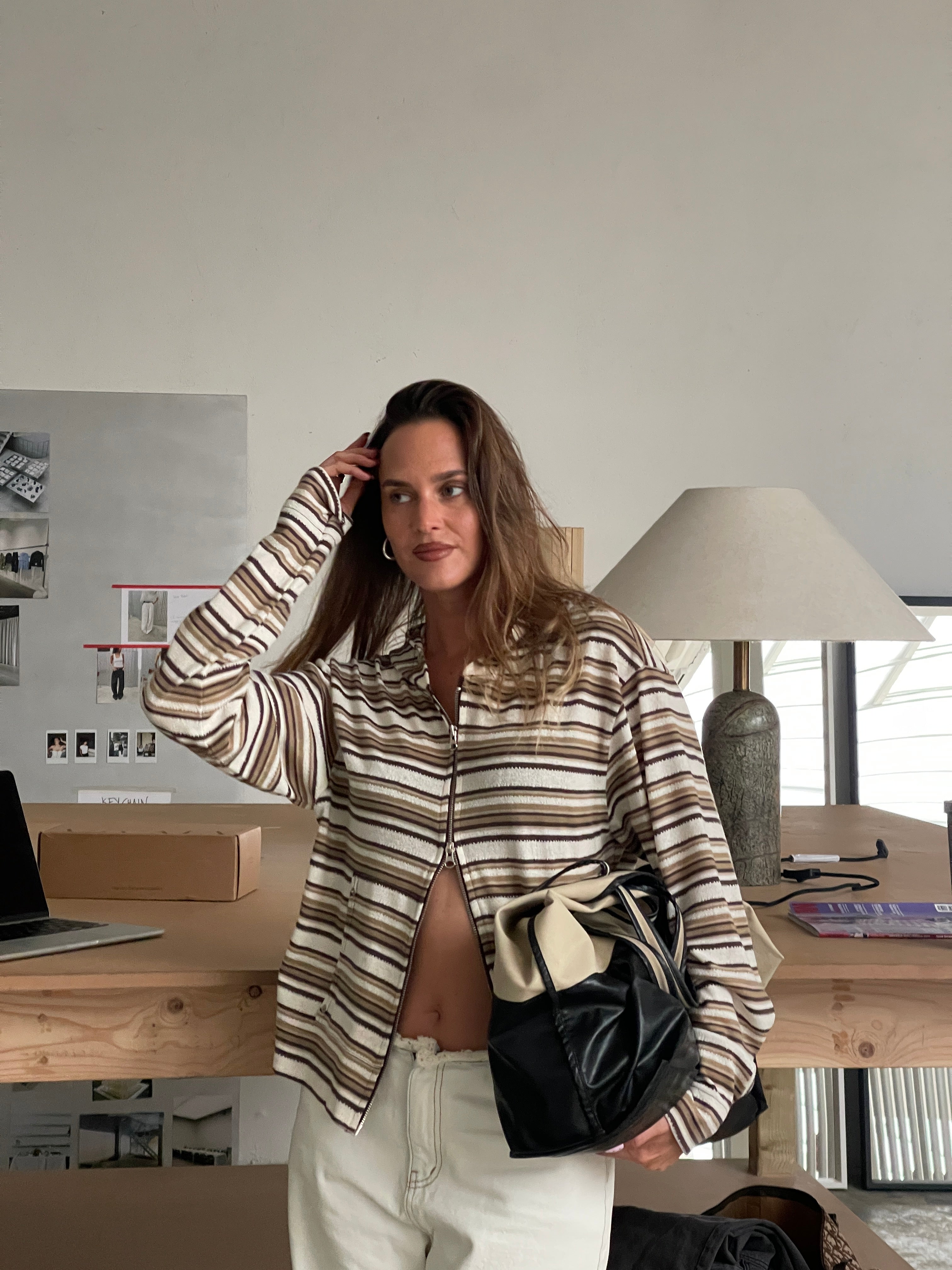 Striped Knit Button Cardigan