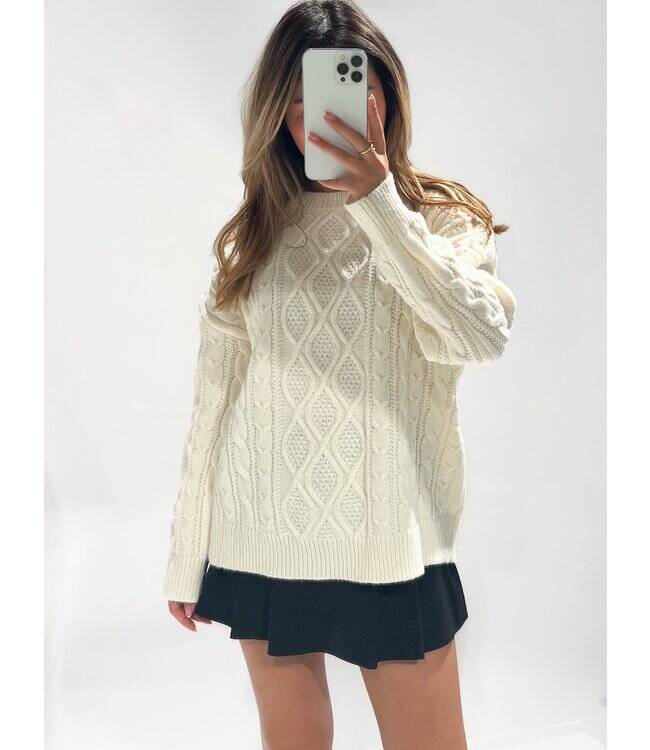 Cream Cable Knit Sweater
