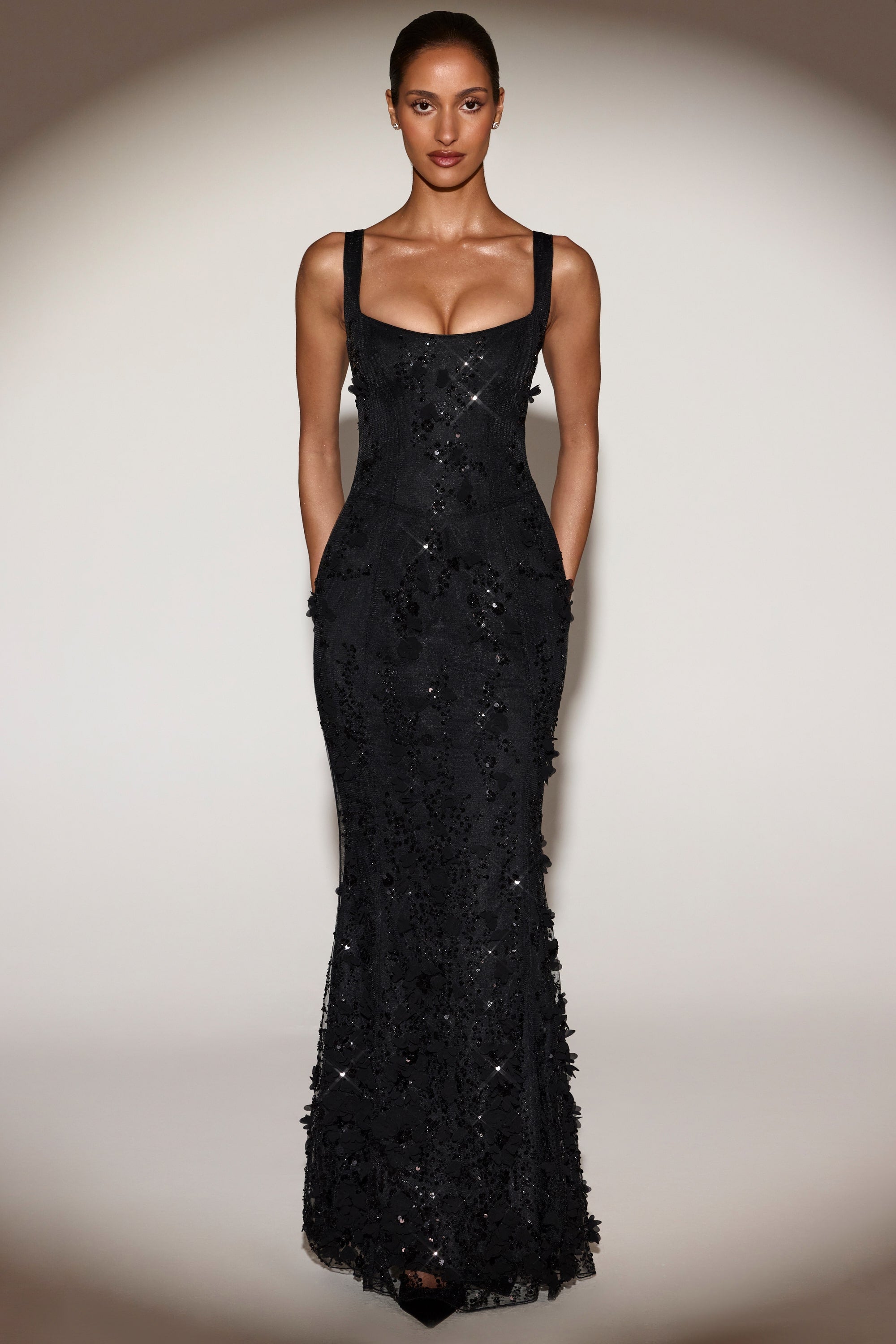 Black Sequin Gown