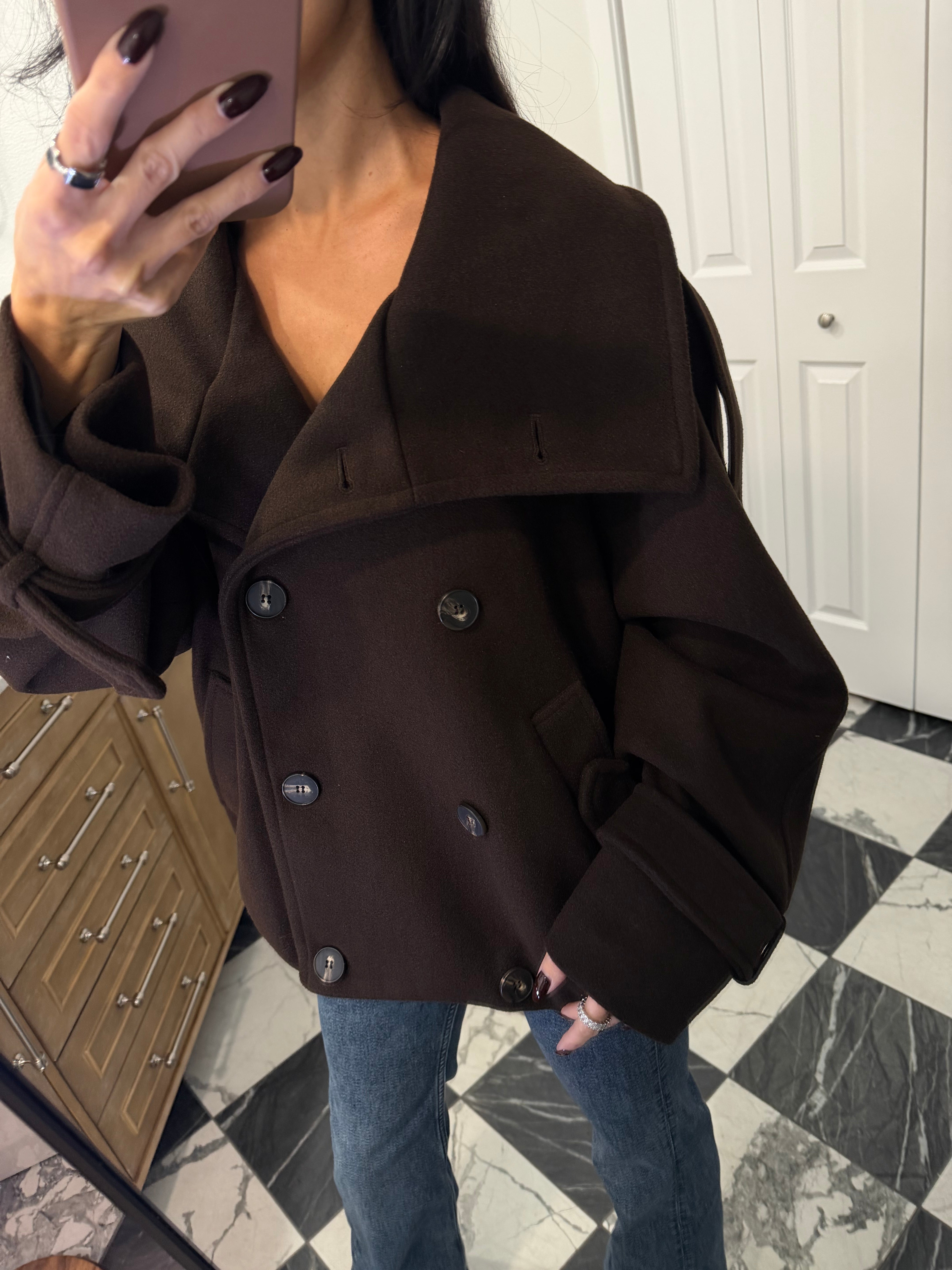 Classic Brown Peacoat Jacket