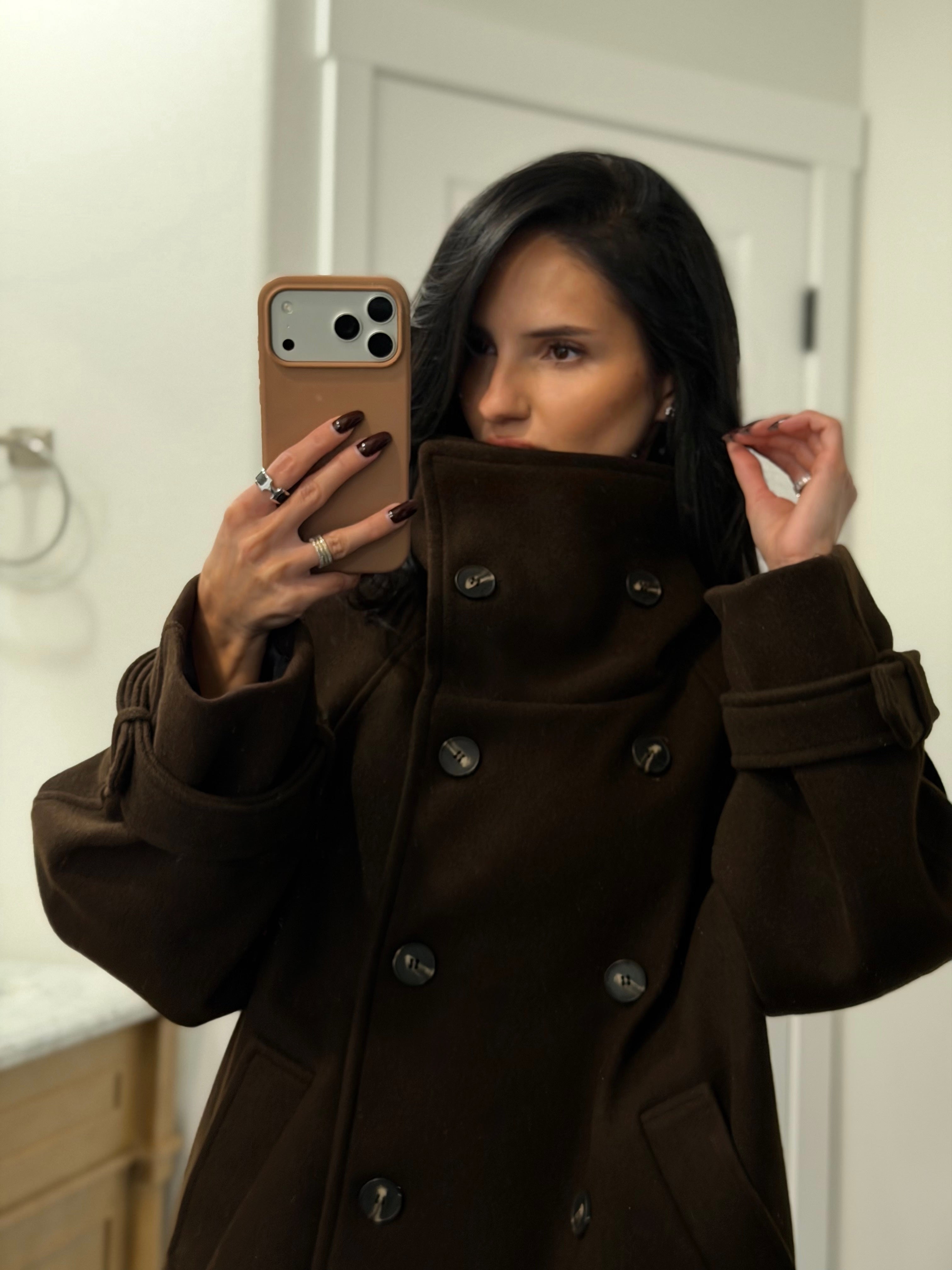 Classic Brown Peacoat Jacket