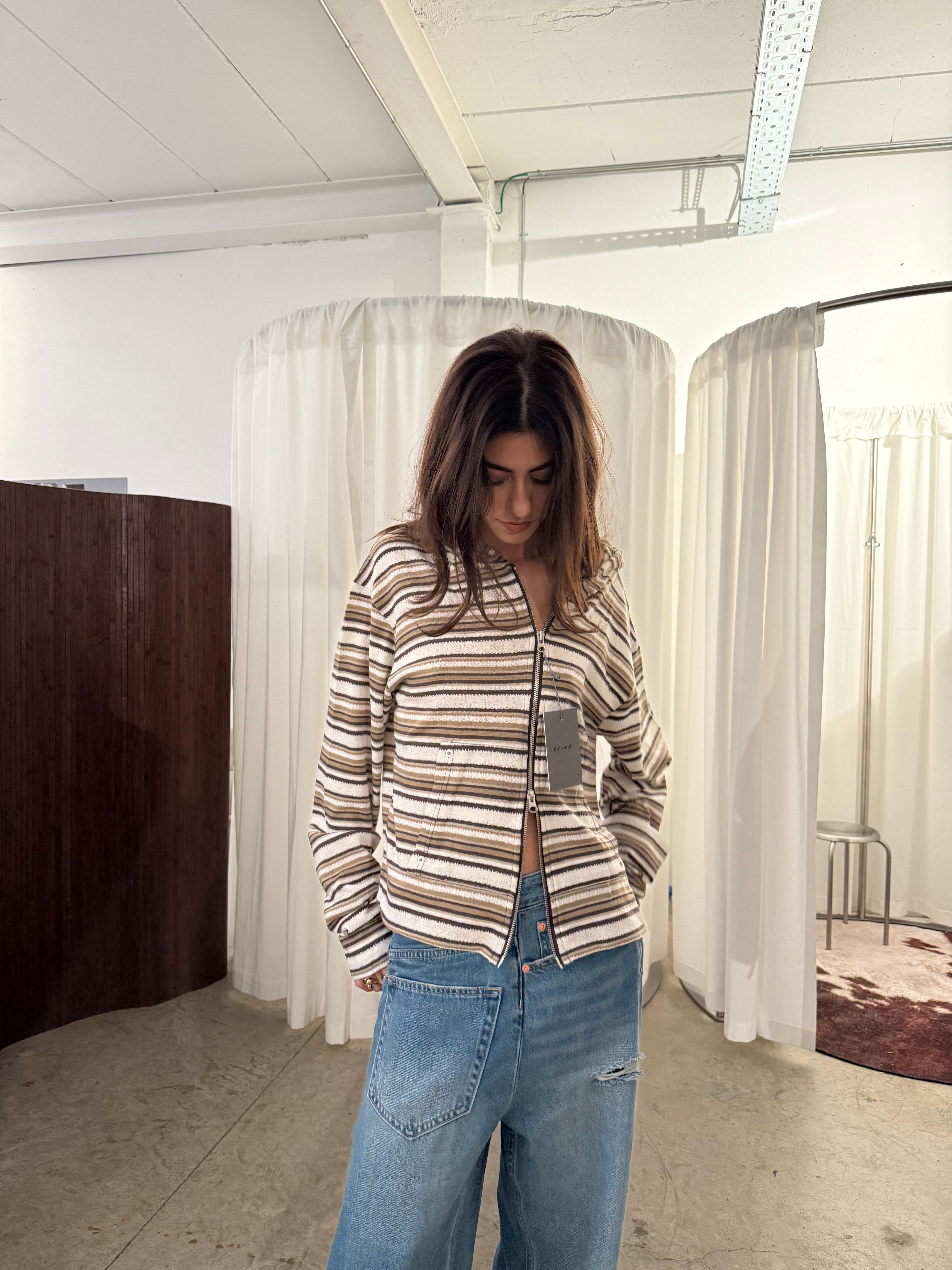 Striped Knit Button Cardigan