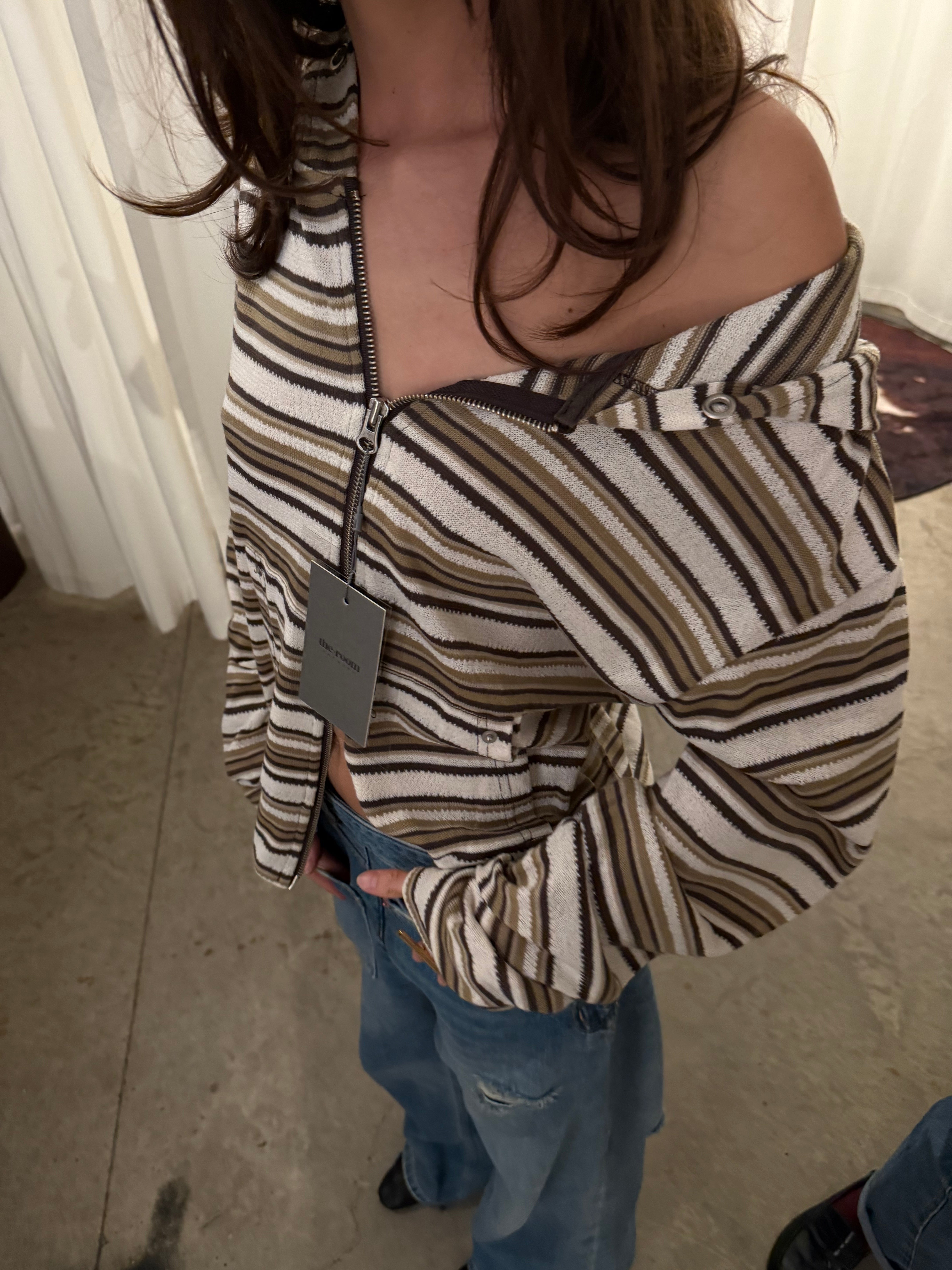 Striped Knit Button Cardigan