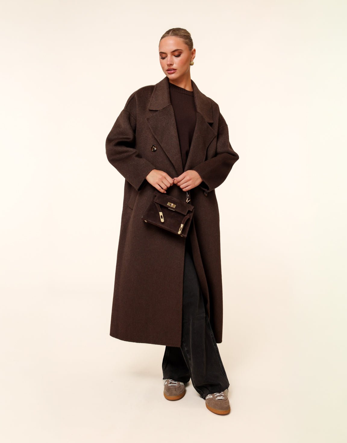 Longline Brown Suede Coat