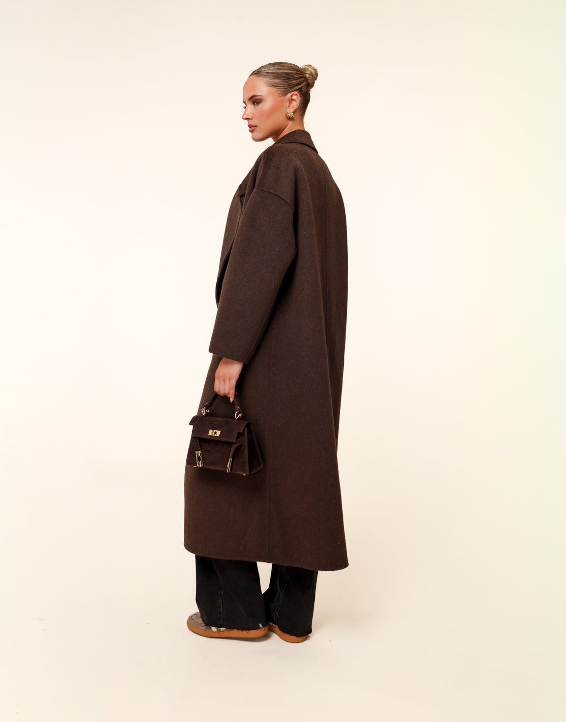 Longline Brown Suede Coat
